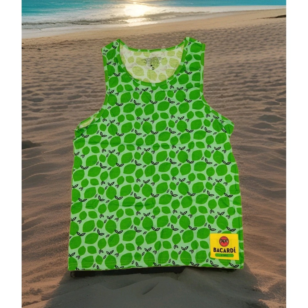 BACARDI LOGO‎ Lime Green LimeS Tank Women's Size Medium LIME'S PRINT
